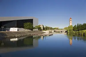 Riverfront Park Prints: WA, Spokane, Riverfront Park, Convention Center and Clock Tower reflected in