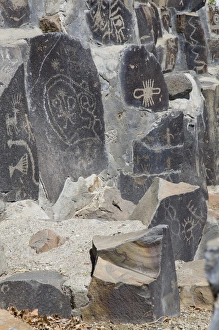 Hieroglyph Prints: WA, Vantage, Indian Petroglyphs, at the Ginko Petrified Forest Interpretive Center