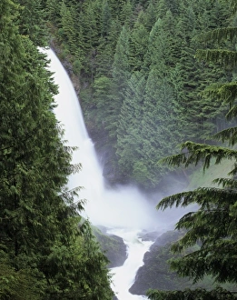 Water Fall Prints: WA, Wallace Falls SP, Wallace Falls, Wallace River drops 250 feet at falls