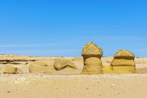 Landform Prints: Wadi al Hitan, Faiyum, Egypt. Eroded rocks along the interpretive trail at Wadi el-Hitan paleontological site