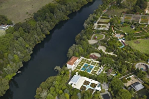 Images Dated 26th March 2015: Waikato River and Hamilton Gardens, Hamilton, Waikato, North Island, New Zealand - aerial