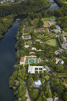Waikato Prints: Waikato River and Hamilton Gardens, Hamilton, Waikato, North Island, New Zealand - aerial