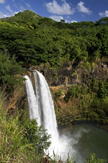 Wailua Falls located on the Wailua River in Wailua River State Park on the eastern