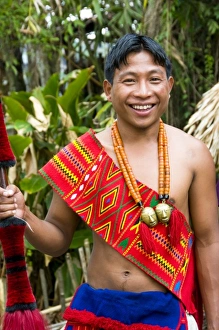 Wakching Village, Nagaland, northeast India, portrait of a smiling young man in traditional