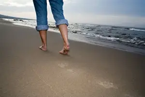 Stroll Prints: Walking along the Lake Superior shoreline near Silver City Michigan at sunset (MR)