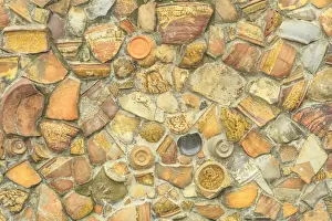 Pottery Prints: wall of broken pottery, Nanfeng Kiln-oldest kiln in China, Foshan, near Guangzhou China