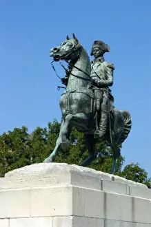 George Washington Prints: Washington, DC, statue of General George Washington on horseback