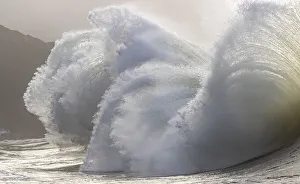 Washington State, King tide surf at Cape Disappointment State Park