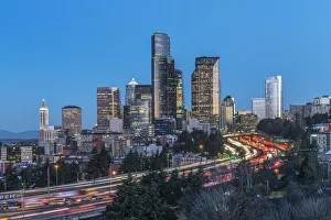 Images Dated 3rd March 2020: Washington State, Seattle. I-5 and Downtown