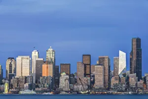 Prints of Washington State, Seattle. Skyline at Twilight Images Dated 2020 March: Washington State, Seattle. Skyline at Twilight