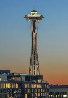 Images Dated 3rd March 2020: Washington State, Seattle. Space Needle at Sunset