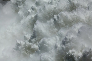 Central Otago Prints: Water spilling from Clyde Dam, Clyde, Central Otago, South Island, New Zealand