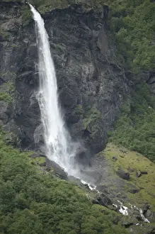 Mountainside Prints: Waterfall above Beautiful Flam; situated in the innermost part of the Sognefjord