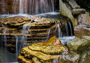 Waterfall at Chi Lin Nunnery and Nan Lian Garden, Kowloon, Hong Kong, China