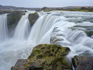 Basalt Prints: Waterfall Hrafnabjargafoss. The highlands in Iceland close to road F26