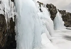Images Dated 6th March 2015: Waterfall Kirkjufellsfoss on Snaefellsnes peninsula during winter. europe, northern europe