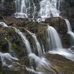 Faroe Prints: Waterfall near Fuglafjordur. The island Eysturoy one of the two large islands of