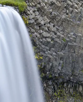Basalt Prints: Waterfall Svodufoss. Landscape on peninsula Snaefellsnes in western Iceland