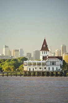 waterfront view of Classic Club de Pescadoras, with Downtown highrises of Buenos