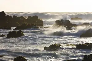 Sea Scape Prints: Waves crashing on the rocky California coast near Monterey, California
