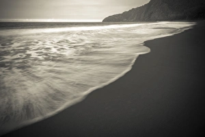 Edge Prints: Waves, Waipio Valley beach, Hamakua Coast, The Big Island, Hawaii USA