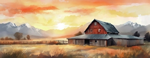 Ai Generated Prints: Weathered barn graphic. (AI Generated)