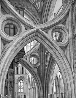 Black And White Prints: Wells Transcept; Wells Cathedral; England