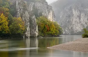 Germany Prints: Weltenburger Enge, the Danube Gorge near Kehlheim in Bavaria during fall. Europe