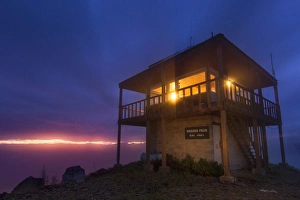 Werner Peak Prints: The Werner Peak Fire Lookout Tower at night in the Stillwater State Forest, Montana, USA