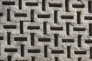 West Africa Prints: West Africa, The Gambia, Banjul. Concrete lattice wall