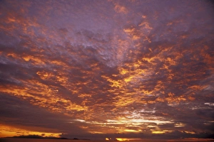Celestial Prints: Western Pacific. Intense sunset