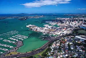 Westhaven Marina, Waitemata Harbour, waterfront, motorway and Auckland City - aerial