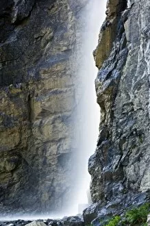 Wet weather waterfall along Going to the Sun Road, Glacier National Park, Montana