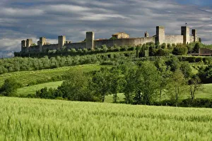 Monteriggioni Prints: Wheat field and distant Monteriggioni