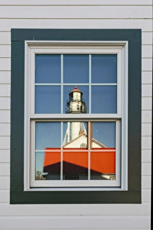 Northwood Prints: Whitefish Point Lighthouse reflected in window