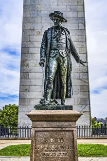 Images Dated 2021 July: William Prescott Statue, Bunker Hill Battle Monument, Charlestown, Boston, Massachusetts