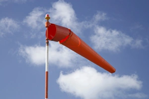 Wellington Prints: Wind Sock, Wellington Airport, North Island, New Zealand