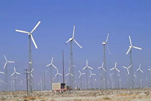 Alternative Prints: Wind turbines for energy in desert of California, USA, North America