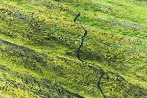 Slope Prints: A winding path in the mountain, Landmannalaugar, Iceland
