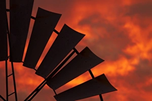 Northern Territory Prints: Windmill and sunset, Emerald Springs Roadhouse, Northern Territory, Australia