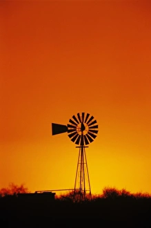 Farm Scene Prints: Windmill at sunset, Sinton, Texas, USA