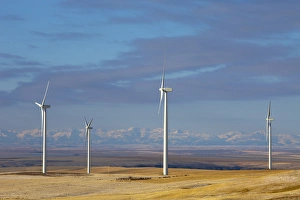 Turbine Prints: Windmill turbines at sunrise near Etheridge Montana