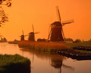 Zuid Prints: Windmills at sunset