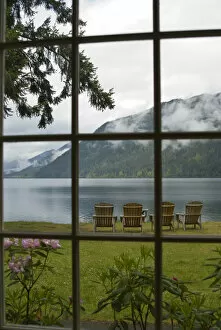 Through the Window at Lake Crescent Lodge, Olympic National Park, Washington, US