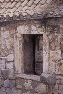 Opening Prints: Window and wall detail of old building. Vist town. Vis Island. Croatia