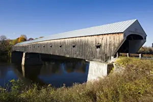 The Windsor Cornish Covered Bridge spans the Connecticut River between Windsor, Vermont and Cornish