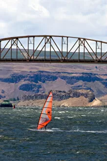 Windsurfing the Columbia River near Biggs, Oregon