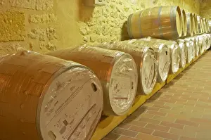 Aging Prints: in the wine cellar: new Barriques barrels in their original packaging - Chateau Grand Mayne