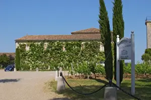 The winery and entrance to Chateau Troplong Mondot Saint Emilion Bordeaux Gironde
