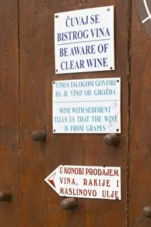 Images Dated 8th July 2006: Winery with self service selling buying of the wine. Warning sign saying beware of